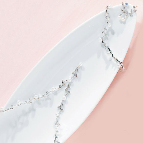 Silver Vine with White Pearl Jewelry Bracelet