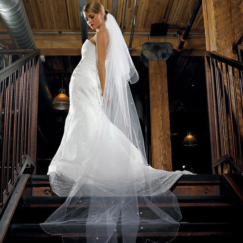 2-Tier White Standard Tulle Veil - Floor Length