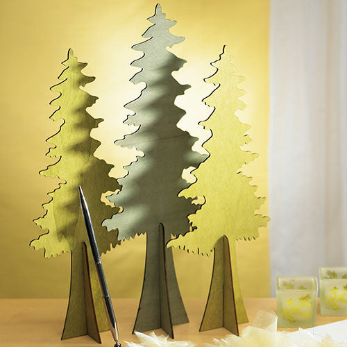 Wooden Die-cut Evergreen Trees - Set of 2 Assorted